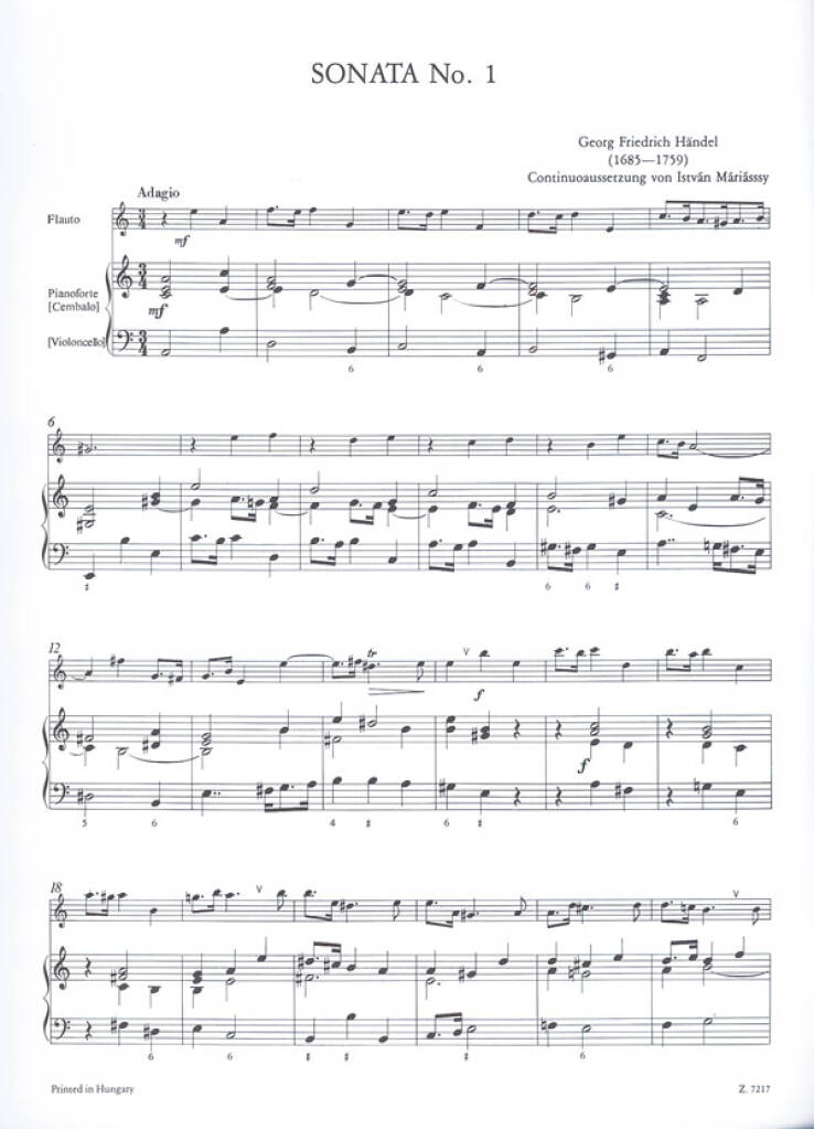 Georg Friedrich Händel: 3 sonate: Flûte Traversière et Accomp.