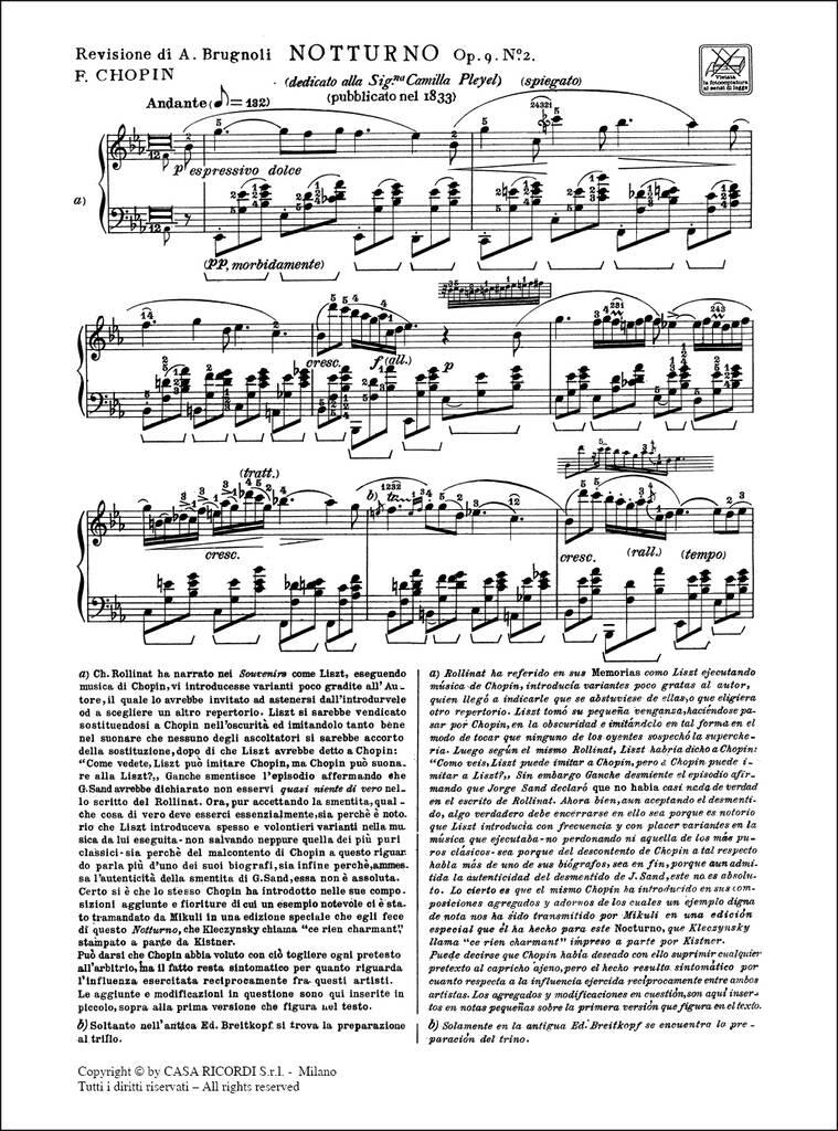 Frédéric Chopin: Notturno In Mi Bem Op. 9 N. 2: Solo de Piano