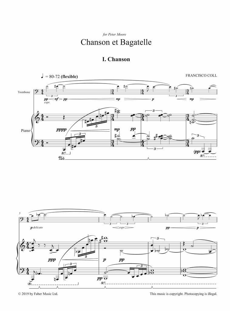Francisco Coll: Chanson et Bagatelle: Trombone et Accomp.