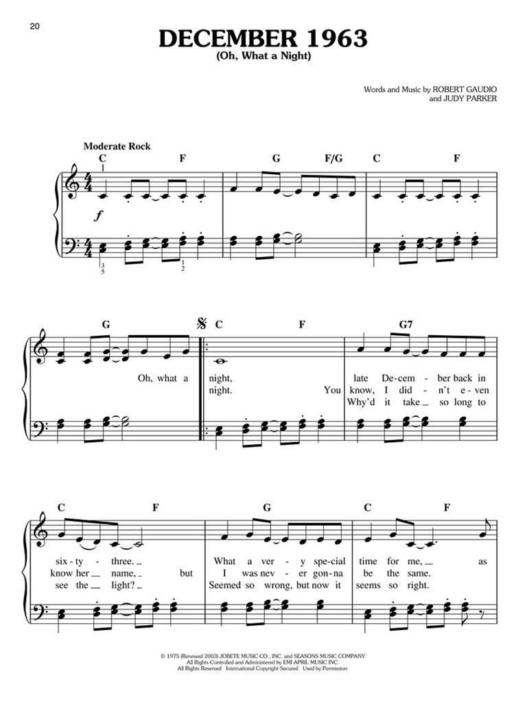 Frankie Valli: Jersey Boys: Piano Facile