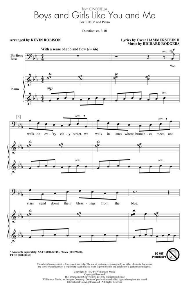 Boys and Girls Like You and Me: (Arr. Kevin Robison): Voix Basses et Accomp.
