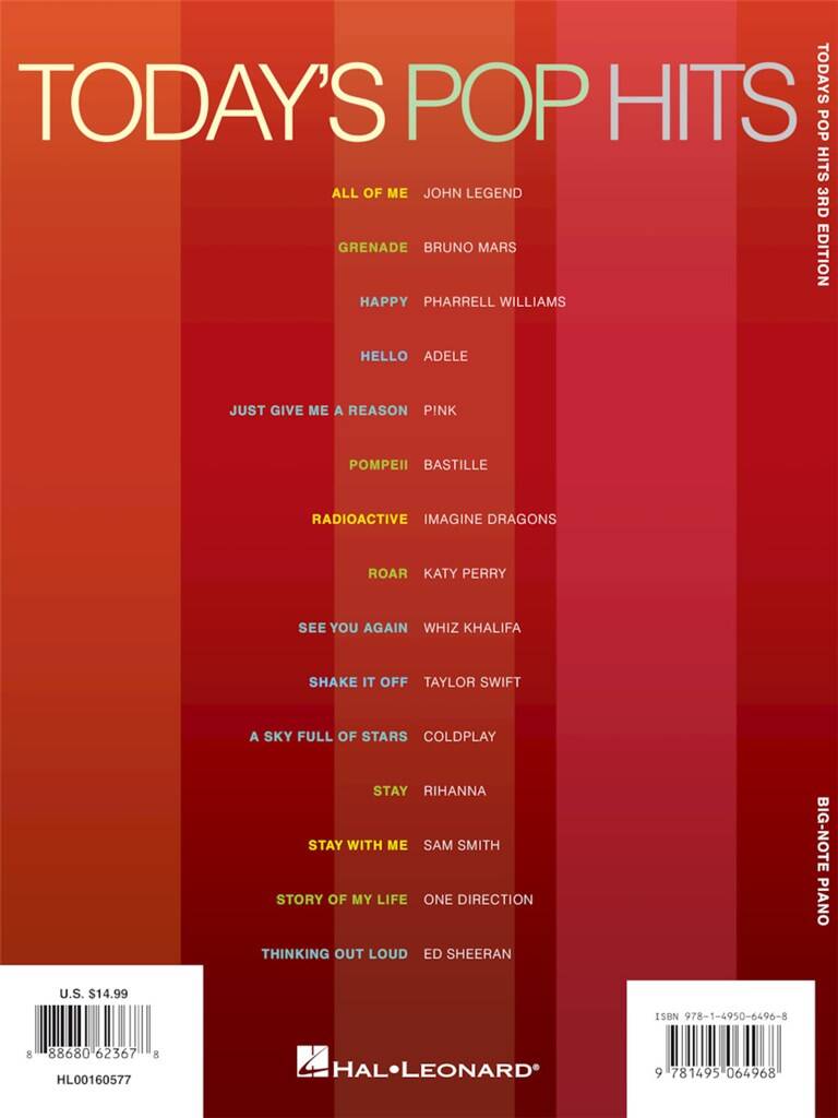 Today's Pop Hits - 3rd Edition: Solo de Piano