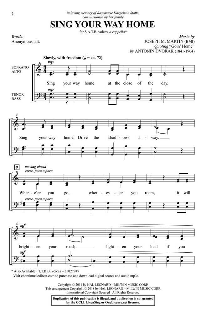 Joseph M. Martin: Sing Your Way Home: Chœur Mixte A Cappella