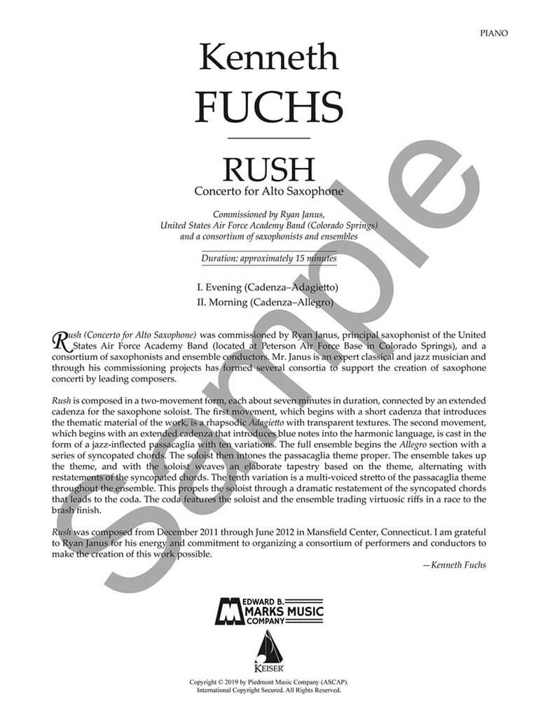 Kenneth Fuchs: Rush: Concerto for E-flat Alto Saxophone: Saxophone