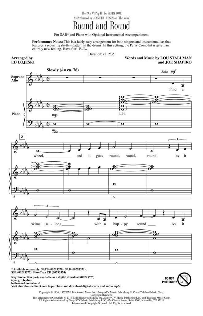 Jennifer Hudson: Round And Round: (Arr. Ed Lojeski): Chœur Mixte et Accomp.