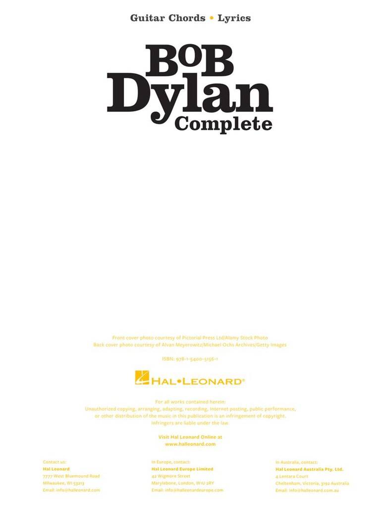 Bob Dylan Complete: Chant et Guitare