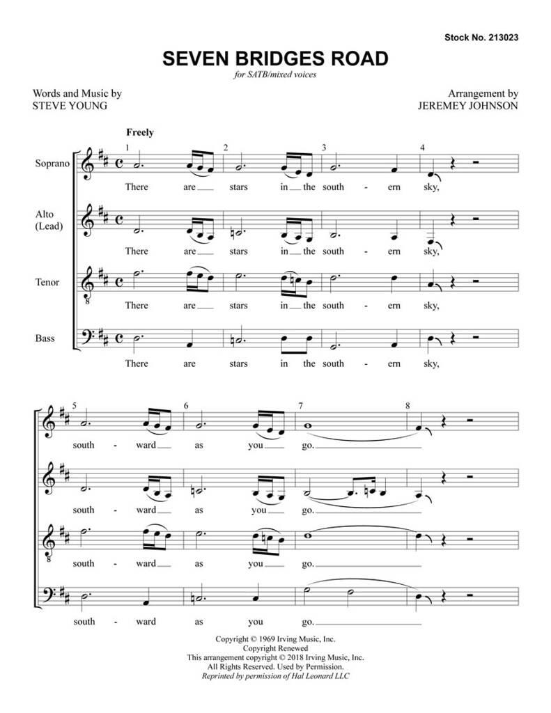 Stephen T. Young: Seven Bridges Road: (Arr. Jeremey Johnson): Chœur Mixte A Cappella