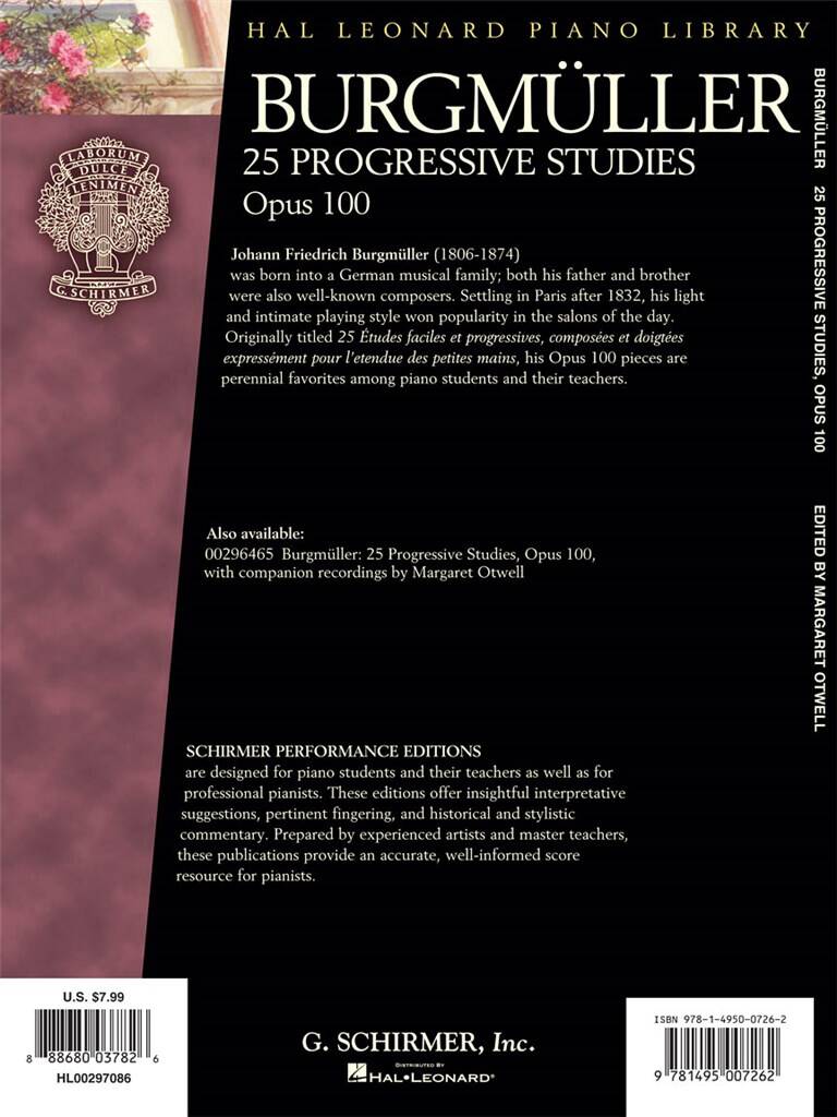 Friedrich Burgmüller: 25 Progressive Studies, Op. 100: Solo de Piano