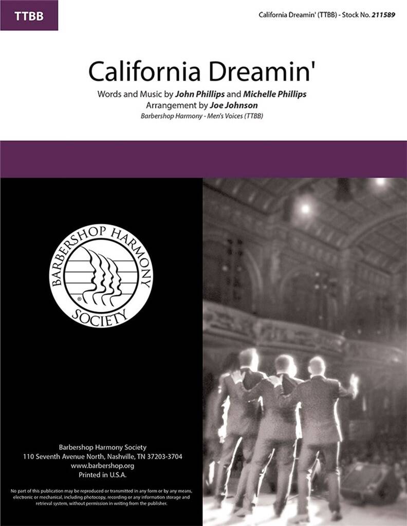 California Dreamin': (Arr. Joe Johnson): Voix Basses A Capella
