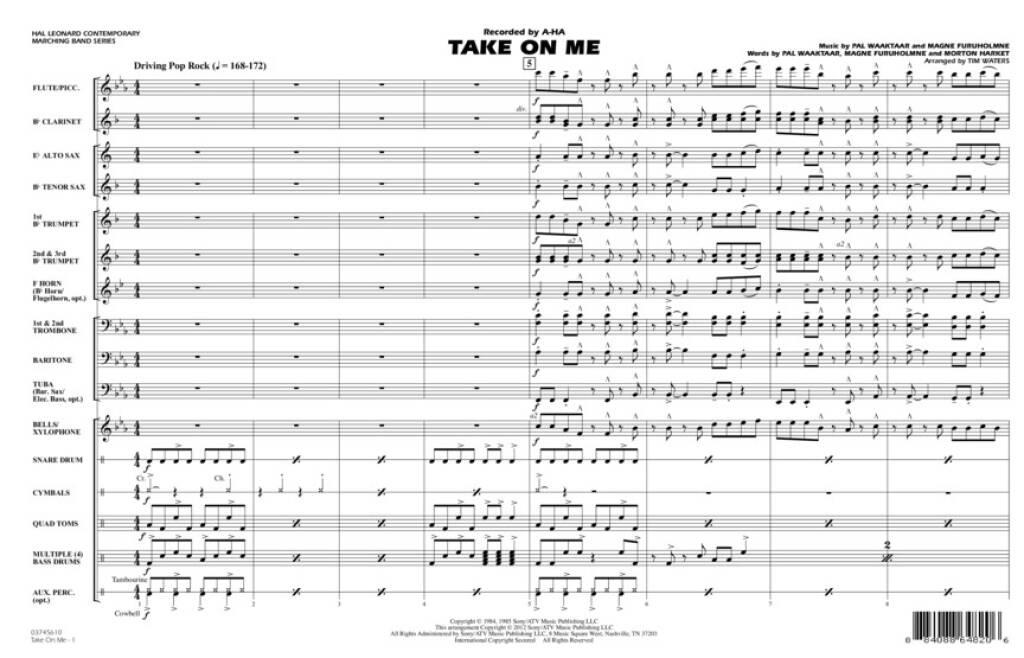 Magne Furuholmne: Take On Me: (Arr. Tim Waters): Marching Band