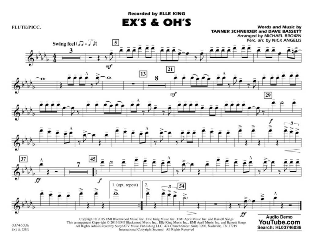 Dave Bassett: Ex's & Oh's: (Arr. Michael Brown): Marching Band
