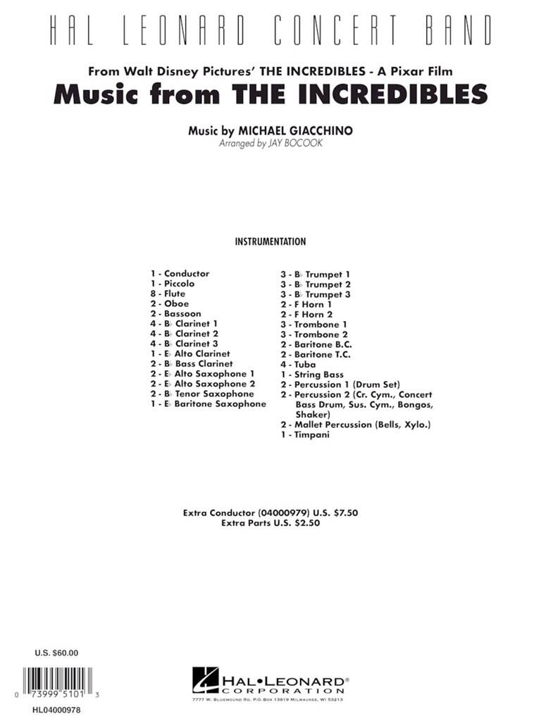 Michael Giacchino: Music from the Incredibles: (Arr. Jay Bocook): Orchestre d'Harmonie