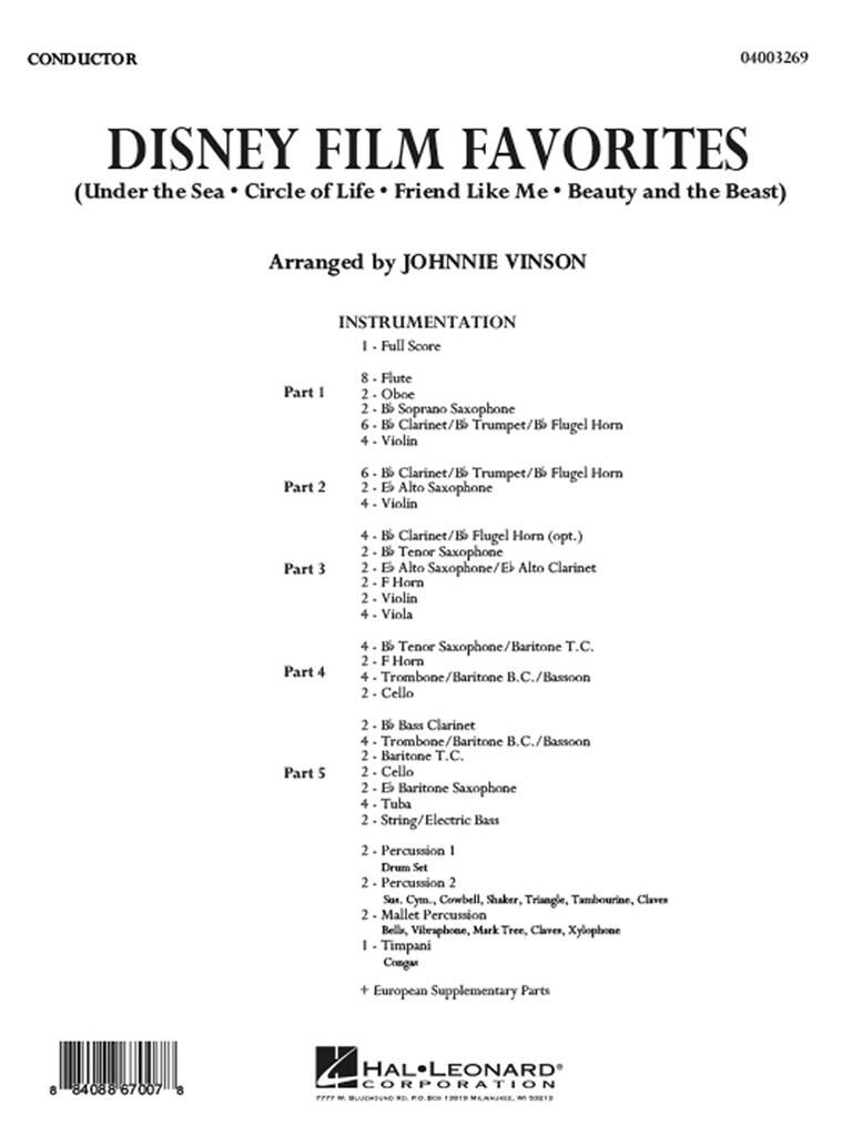 Disney Film Favorites: (Arr. Johnnie Vinson): Orchestre à Instrumentation Variable