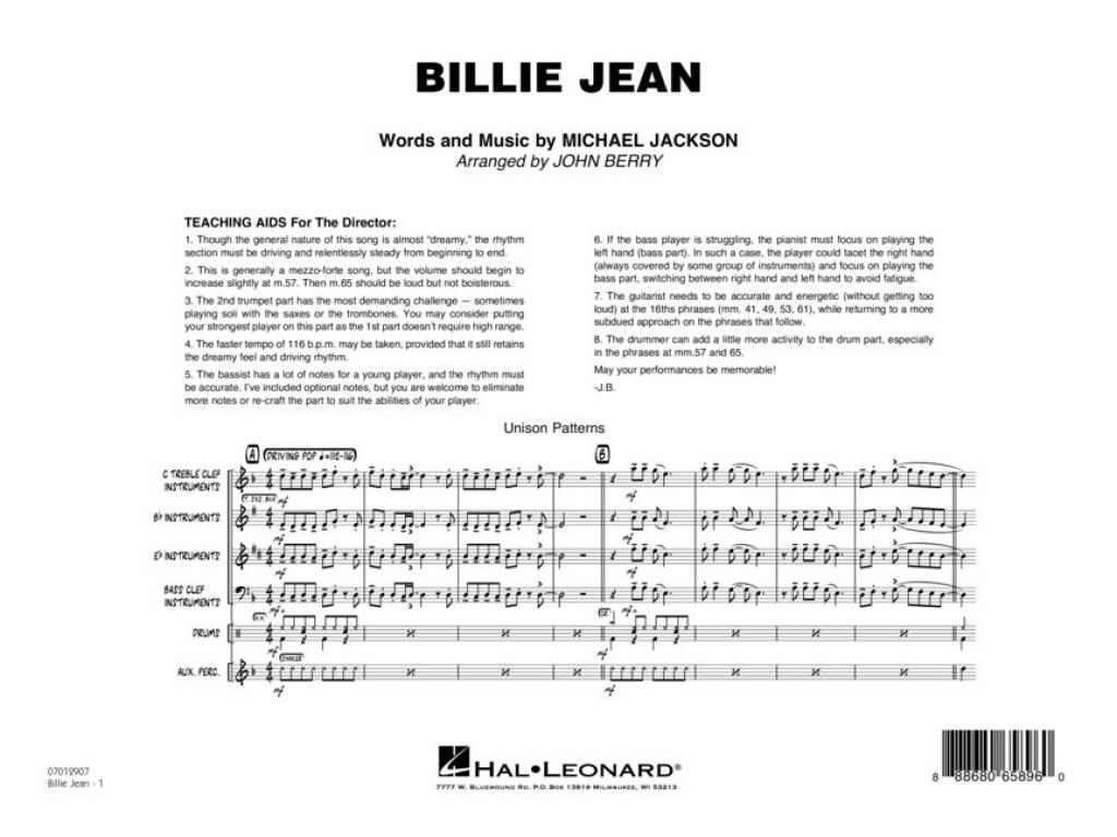 Michael Jackson: Billie Jean: (Arr. John Berry): Jazz Band