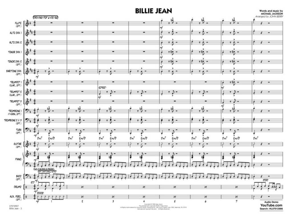 Michael Jackson: Billie Jean: (Arr. John Berry): Jazz Band