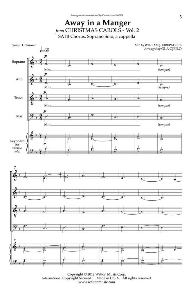 William J. Kirkpatrick: Away in a Manger: (Arr. Ola Gjeilo): Chœur Mixte A Cappella