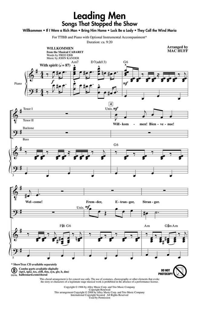 Leading Men: Songs That Stopped the Show: (Arr. Mac Huff): Voix Basses et Accomp.