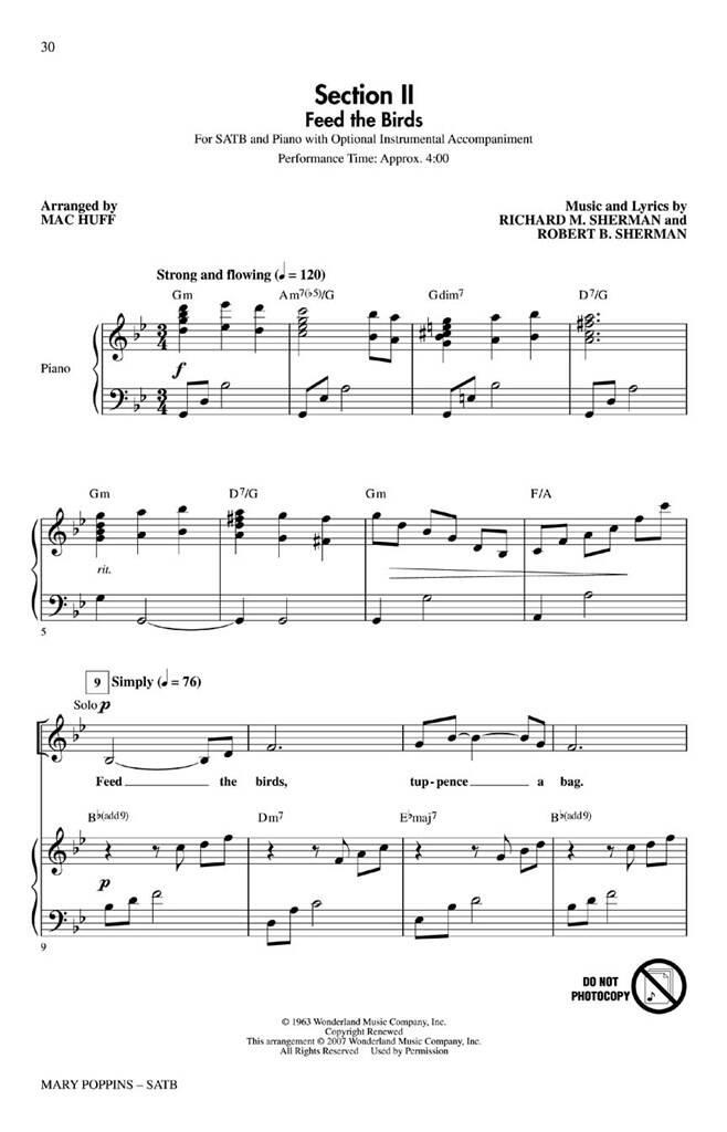 Mary Poppins: (Arr. Mac Huff): Chœur Mixte et Piano/Orgue