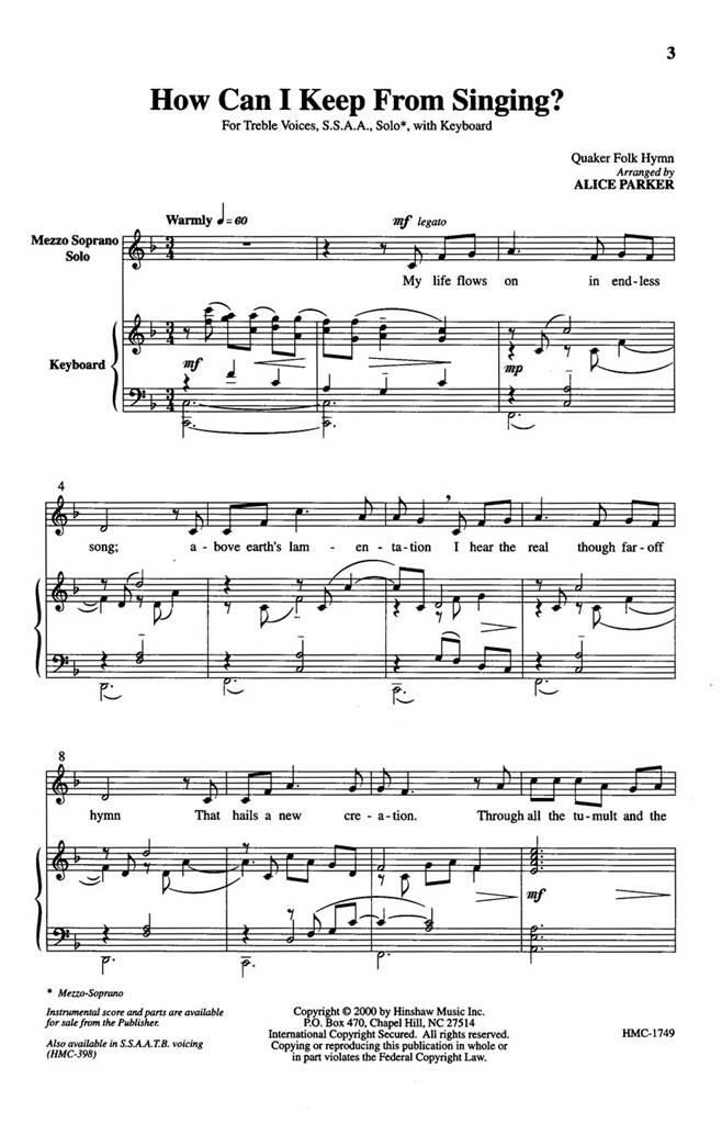 Robert Lowry: How Can I Keep From Singing?: (Arr. Alice Parker): Voix Hautes et Piano/Orgue