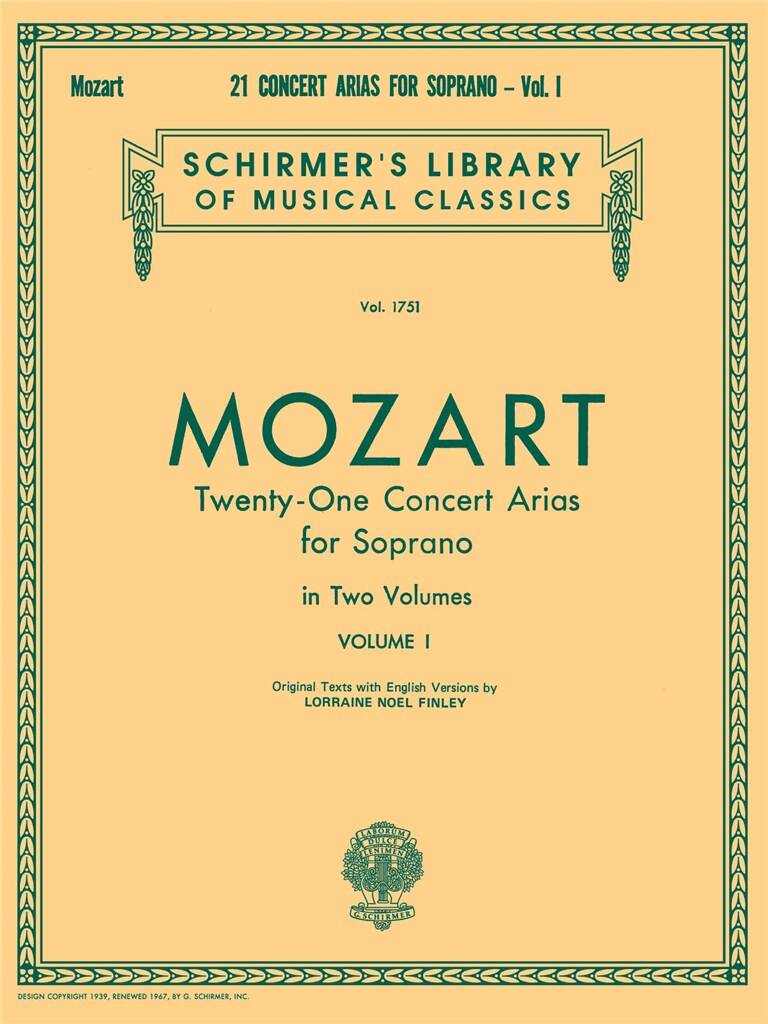 Wolfgang Amadeus Mozart: 21 Concert Arias for Soprano - Volume I: Chant et Piano