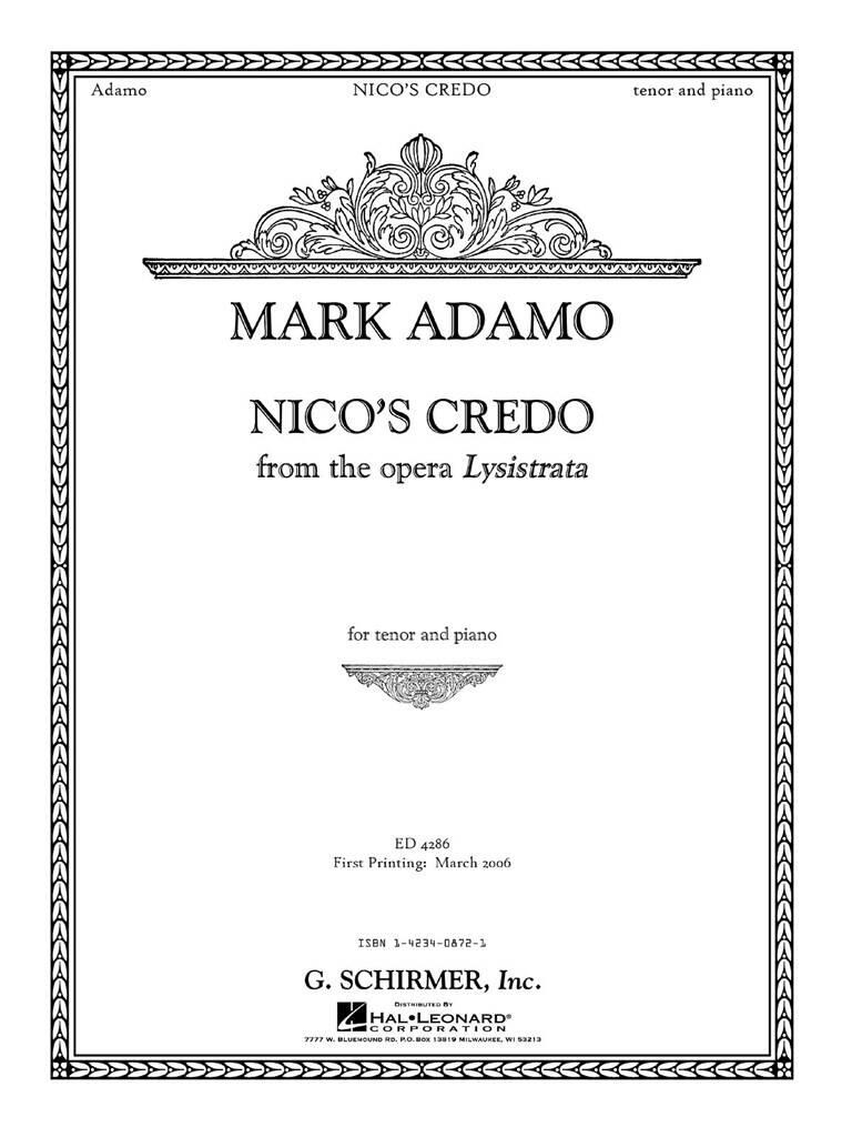 Mark Adamo: Nico's Credo from Lysistrata: Chant et Piano