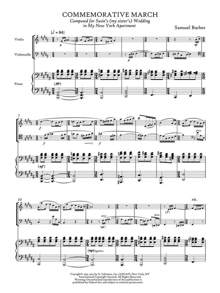 Samuel Barber: Commemorative March: Trio pour Pianos
