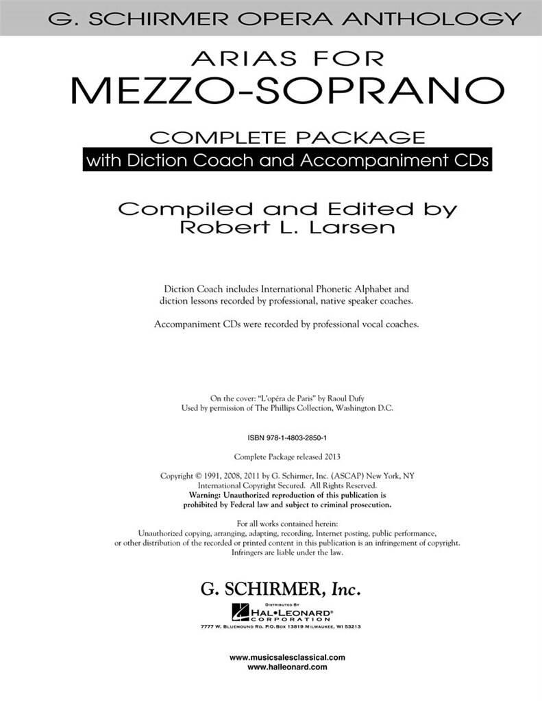 Arias For Mezzo-Soprano - Complete Package: Chant et Piano