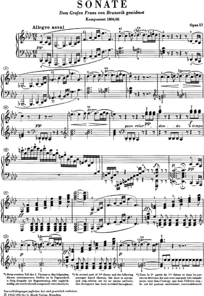 Ludwig van Beethoven: Piano Sonata In F Minor Op.57 - Appassionata: Solo de Piano