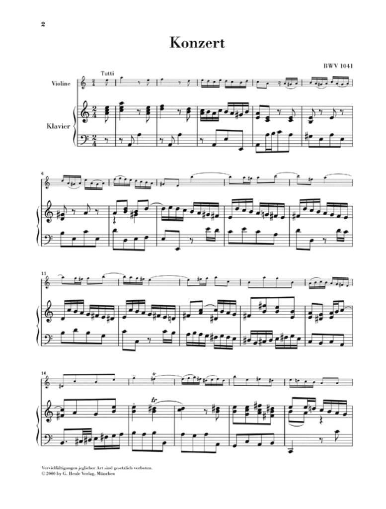 Johann Sebastian Bach: Violin Concerto In A Minor BWV 1041: Violon et Accomp.