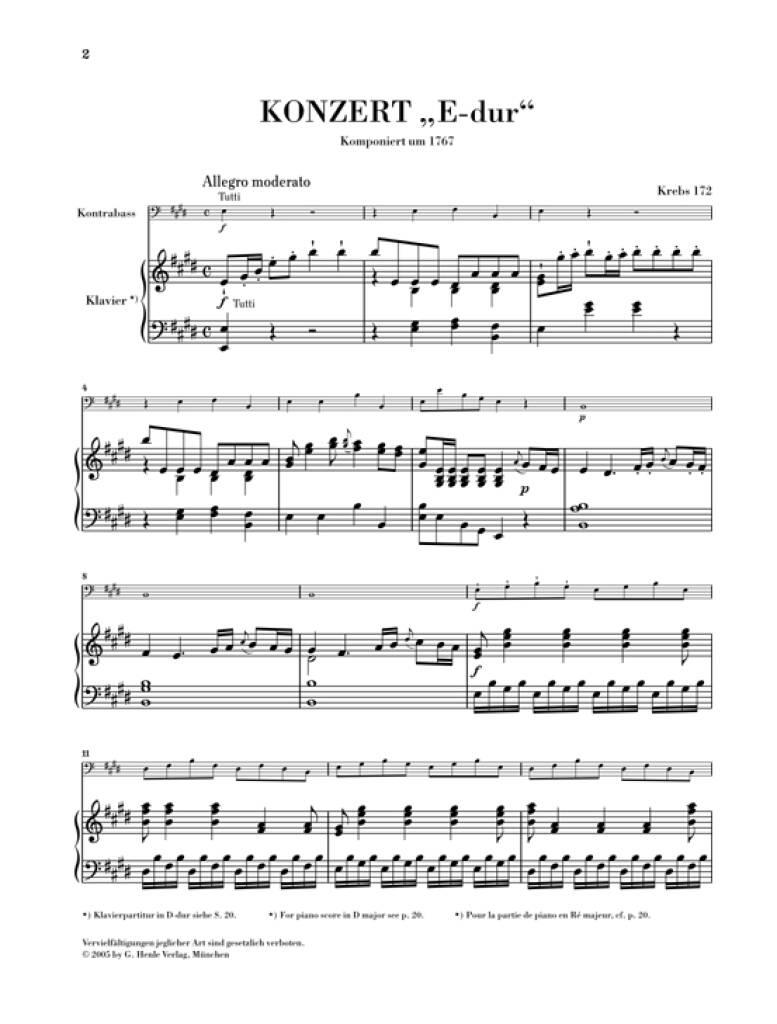 Carl Ditters von Dittersdorf: Concert E-Dur (Krebs 172): Contrebasse et Accomp.