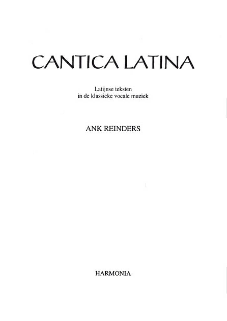 Ank Reinders: Cantica Latina: Solo pour Chant