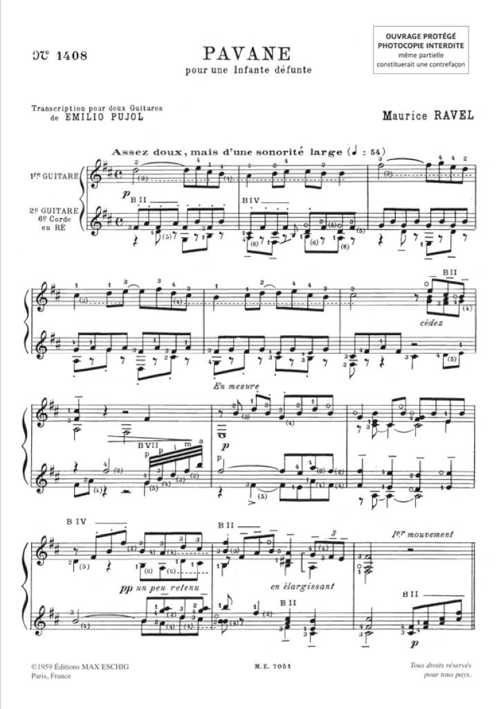Maurice Ravel: Pavane Pour Une Infante Defunte (Pujol 1408): Duo pour Guitares