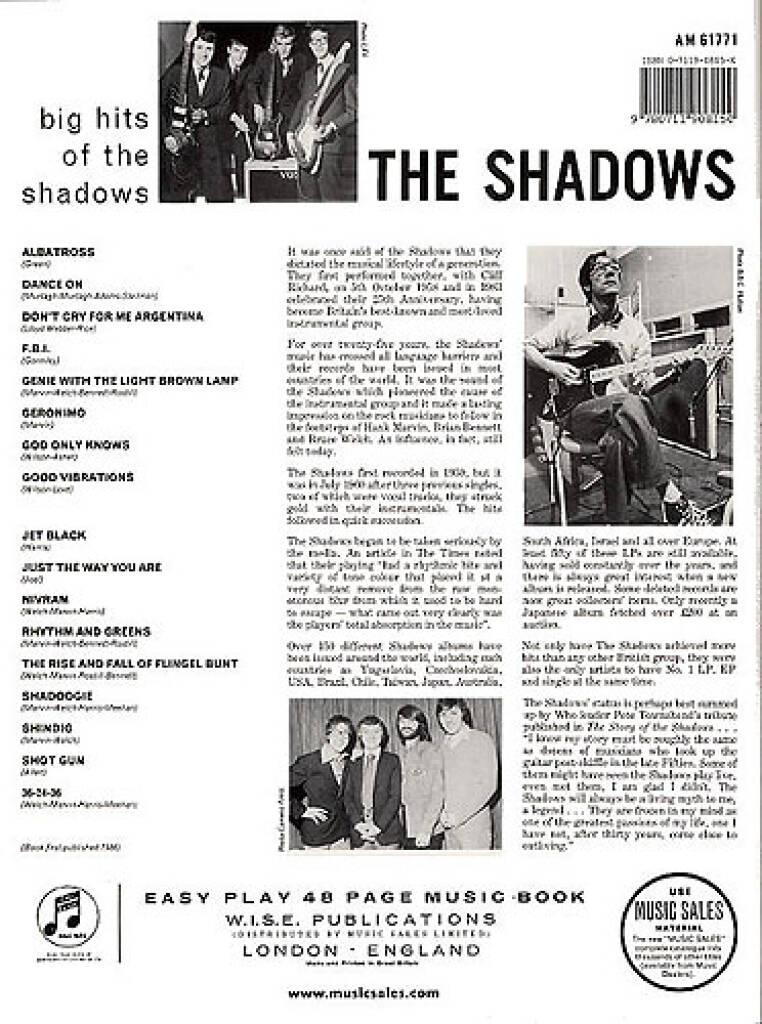 The Shadows: Big Hits Easy: Mélodie, Paroles et Accords