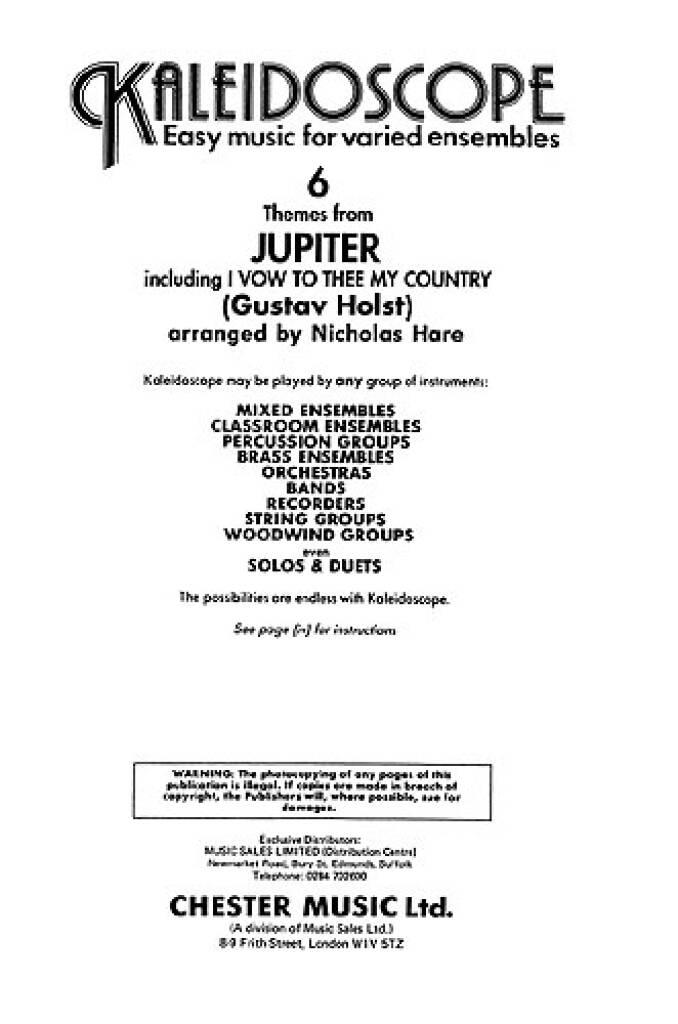 Gustav Holst: Kaleidoscope: Jupiter: Ensemble à Instrumentation Variable