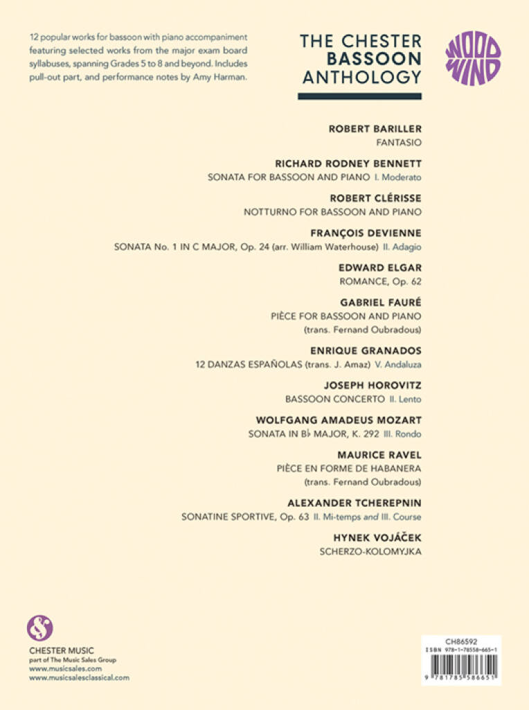 The Chester Bassoon Anthology: (Arr. Amy Dickson): Basson et Accomp.