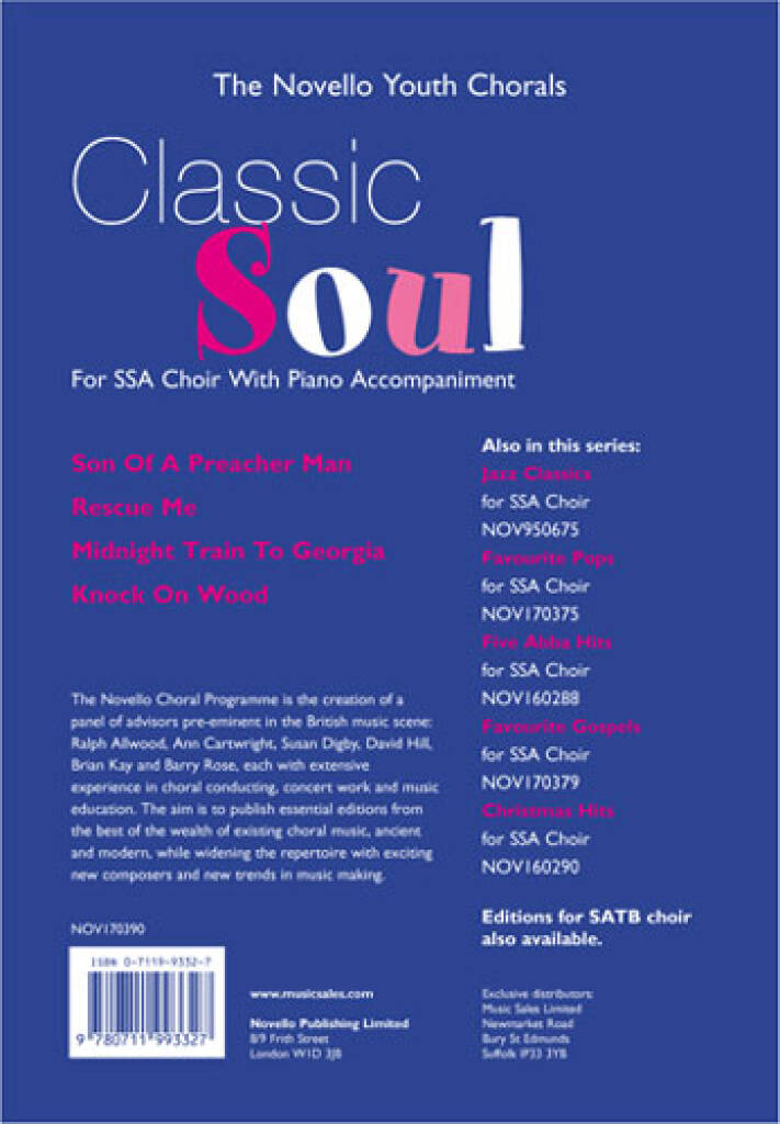 The Novello Youth Chorals: Classic Soul: Voix Hautes et Piano/Orgue