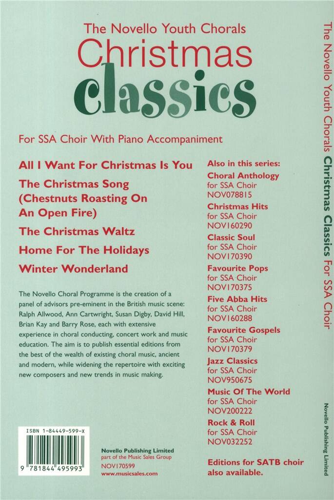 The Novello Youth Chorals: Christmas Classics: (Arr. Robert Rice): Voix Hautes et Piano/Orgue