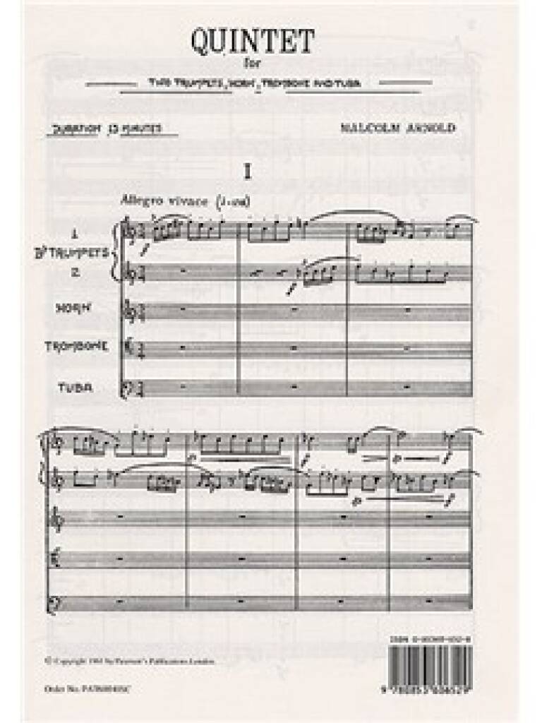 Malcolm Arnold: Quintet for Brass Op. 73: Ensemble de Cuivres