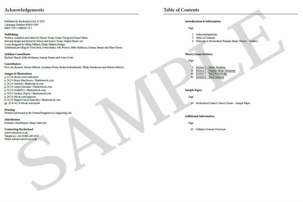 Rockschool: Popular Music Theory Workbook Grade 6