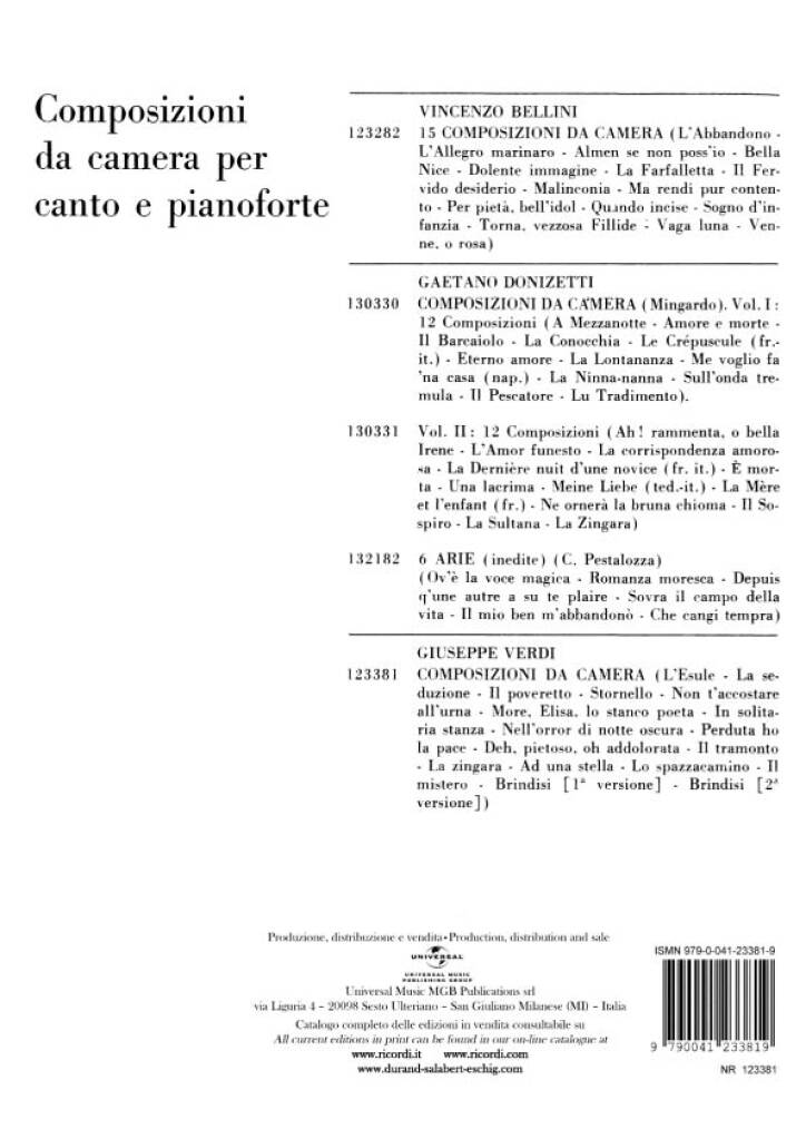 Giuseppe Verdi: Composizioni Da Camera: Chant et Piano