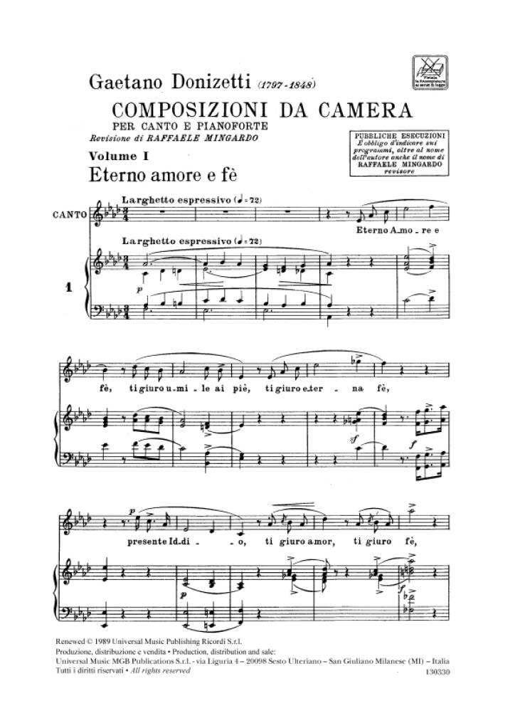 Gaetano Donizetti: Composizioni Da Camera Volume I: Chant et Piano