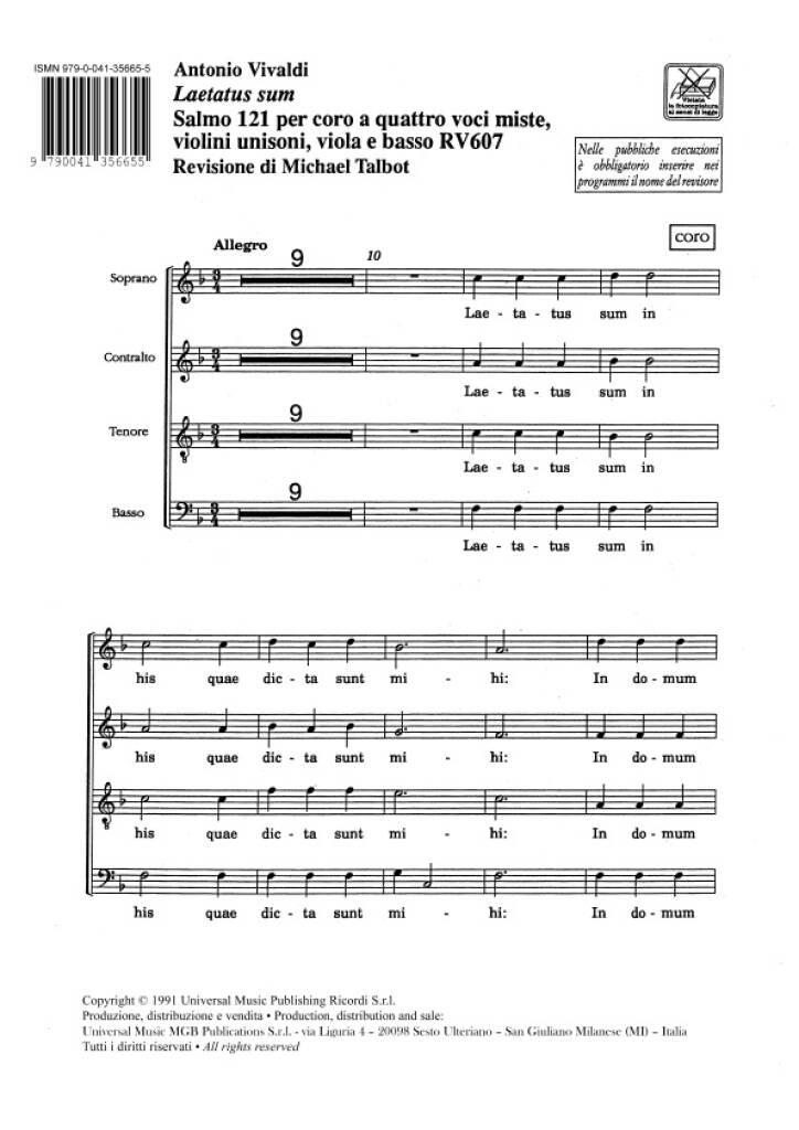 Antonio Vivaldi: Laetatus Sum. Salmo 121 Rv 607: Orchestre Symphonique