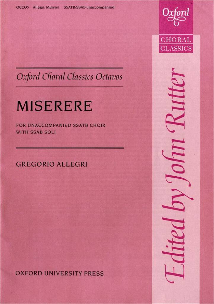 Gregorio Allegri: Miserere: Chœur Mixte et Accomp.