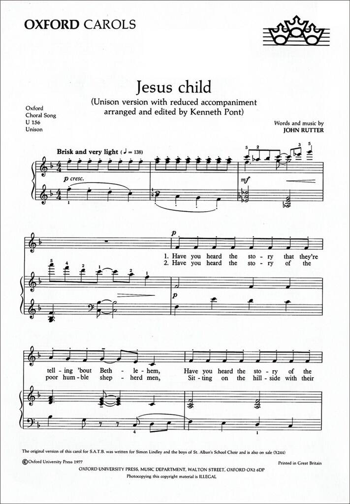 John Rutter: Jesus Child: Chœur Mixte et Accomp.