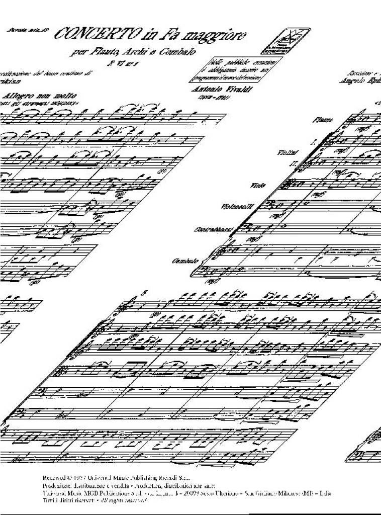 Antonio Vivaldi: Concerto per Flauto, Archi e BC: In Fa Rv 442: Ensemble de Chambre