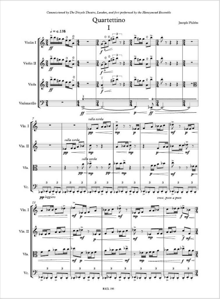 Joseph Phibbs: Quartettino: Quatuor à Cordes