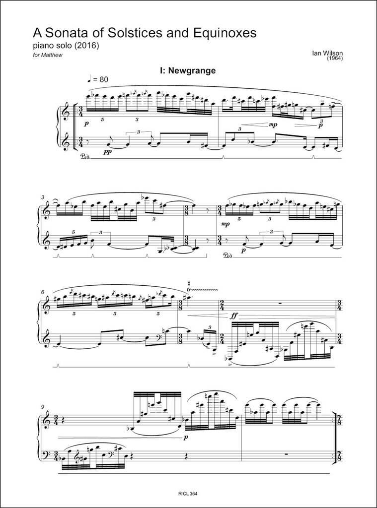 Ian Wilson: A Sonata of Solstices and Equinoxes: Solo de Piano