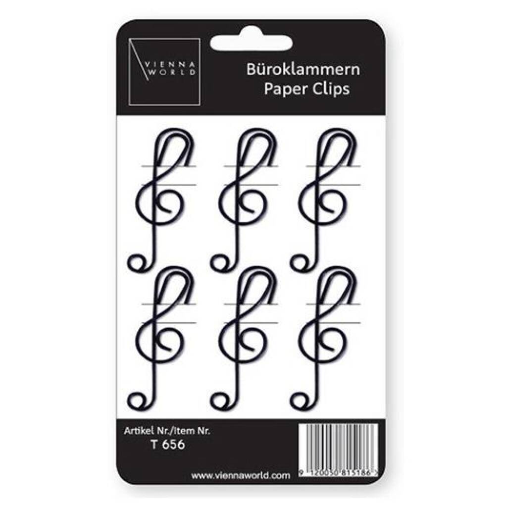 Paper clips G-clef black (6 pcs)