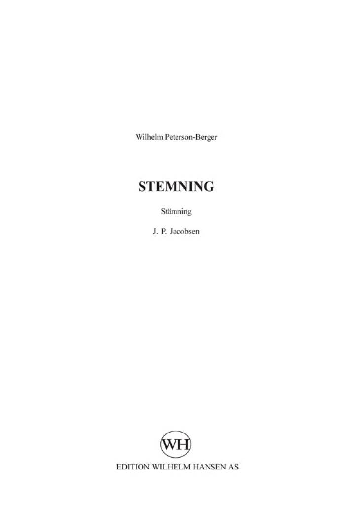 Wilhelm Peterson-Berger: Stemning: Chœur Mixte A Cappella