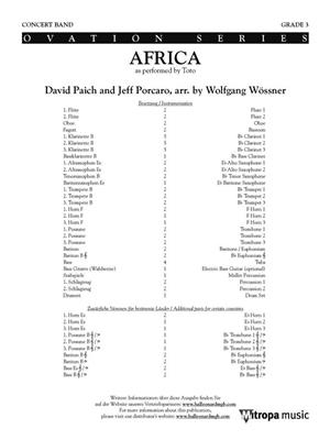 David Paich: Africa: (Arr. Wolfgang Wössner): Orchestre d'Harmonie